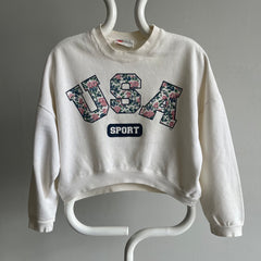 1994 Floral USA Crop Top Sweatshirt