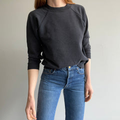 1980s Blank Faded Black Raglan by Hanes Her Way - A Must Have (IMO)