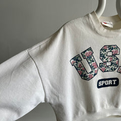 1994 Sweat-shirt court à fleurs USA