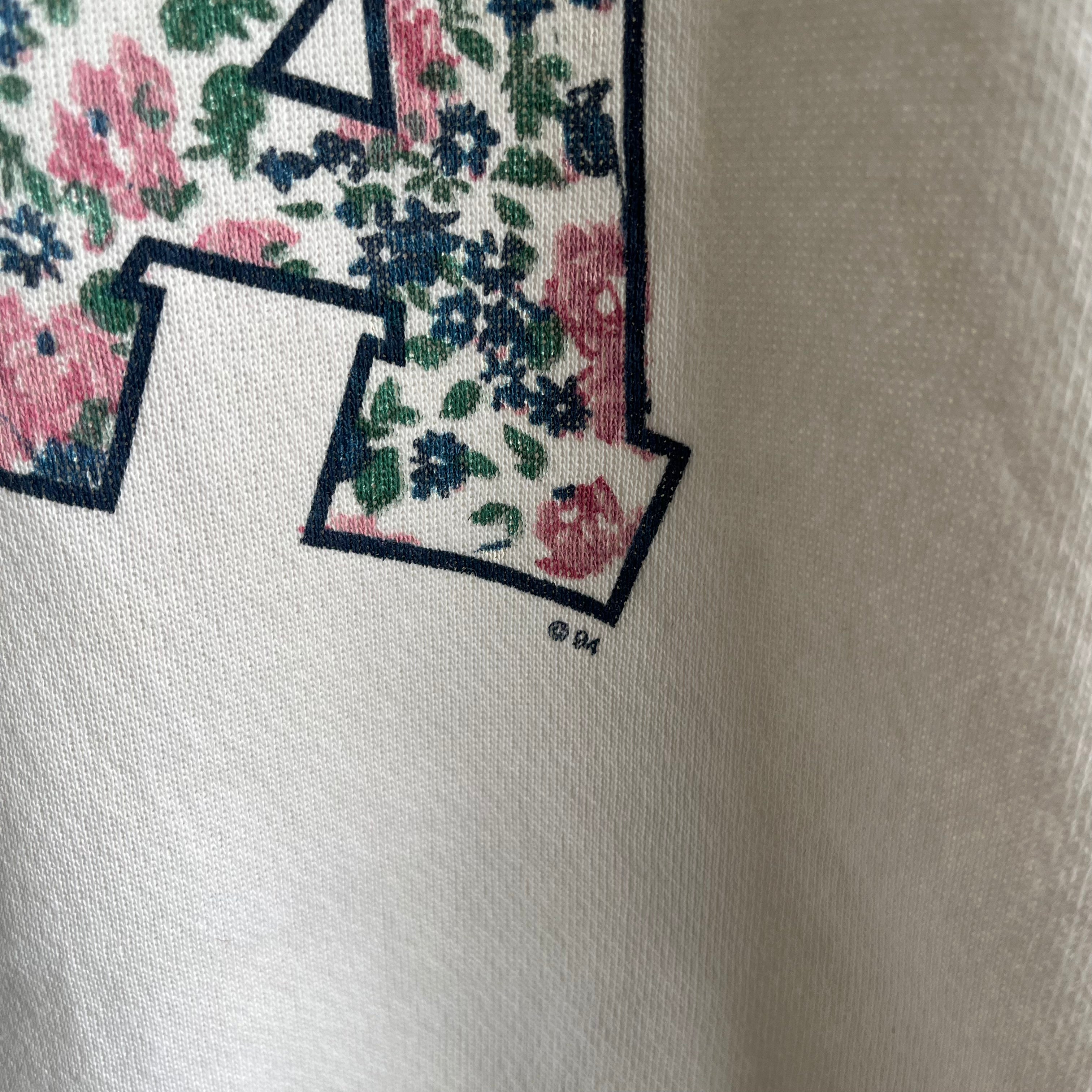 1994 Floral USA Crop Top Sweatshirt