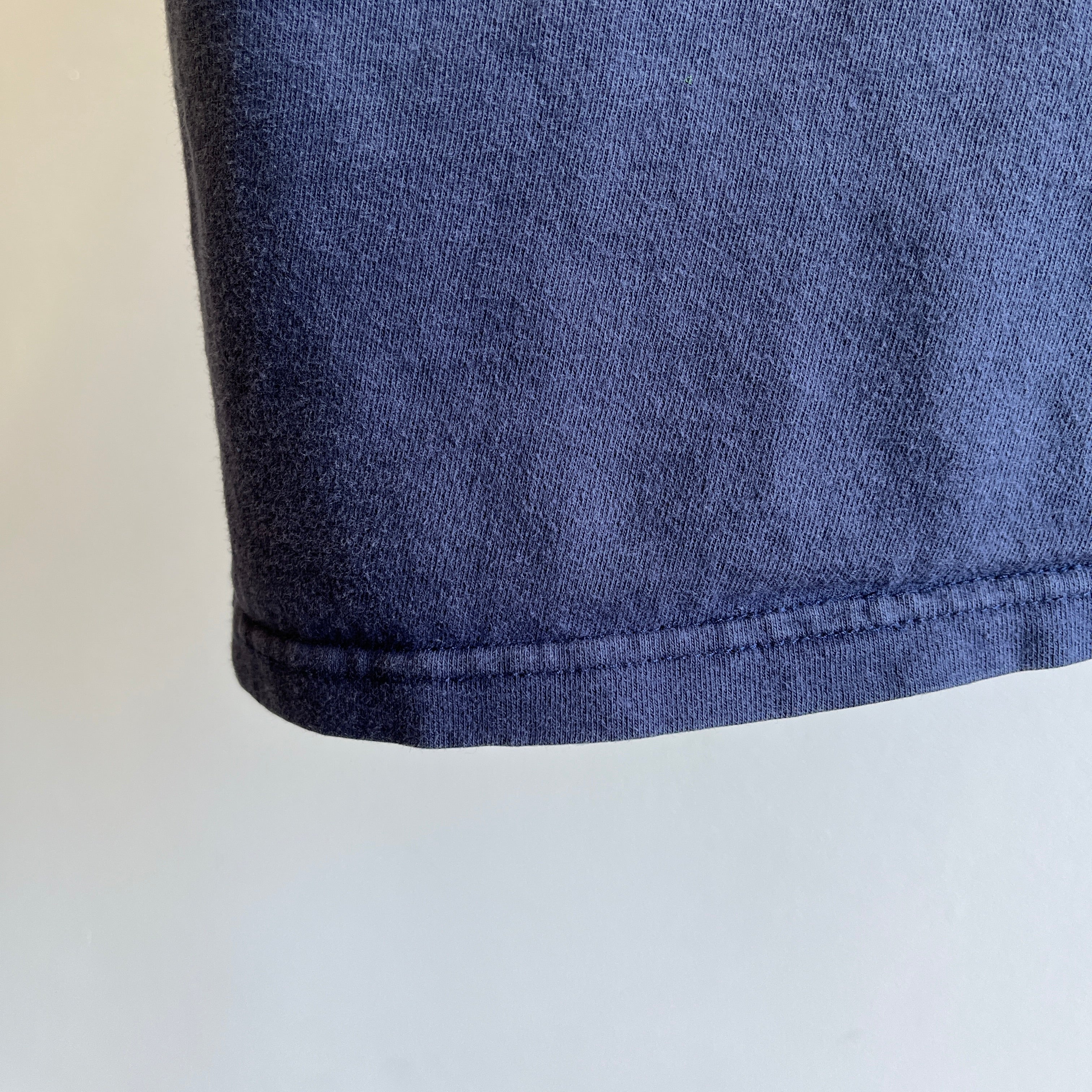 1980s Faded Navy Pocket T-Shirt with a Darker Collar - It's All About the Details!