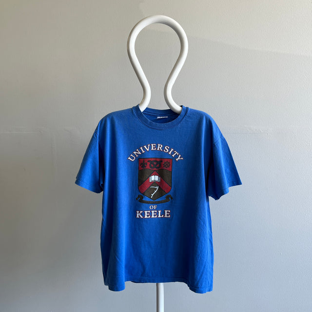 T-shirt fabriqué aux États-Unis en coton de l'Université de Keele des années 1990