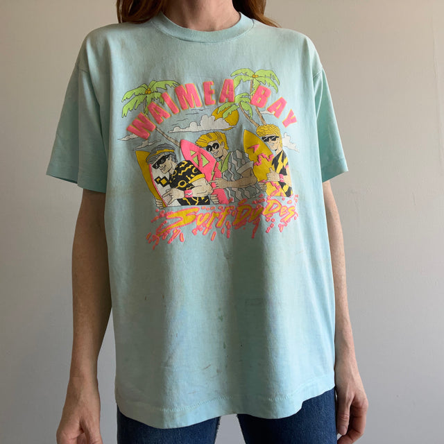 1980s Waimea Bay "Surf Dudes" T-Shirt - Super Stained