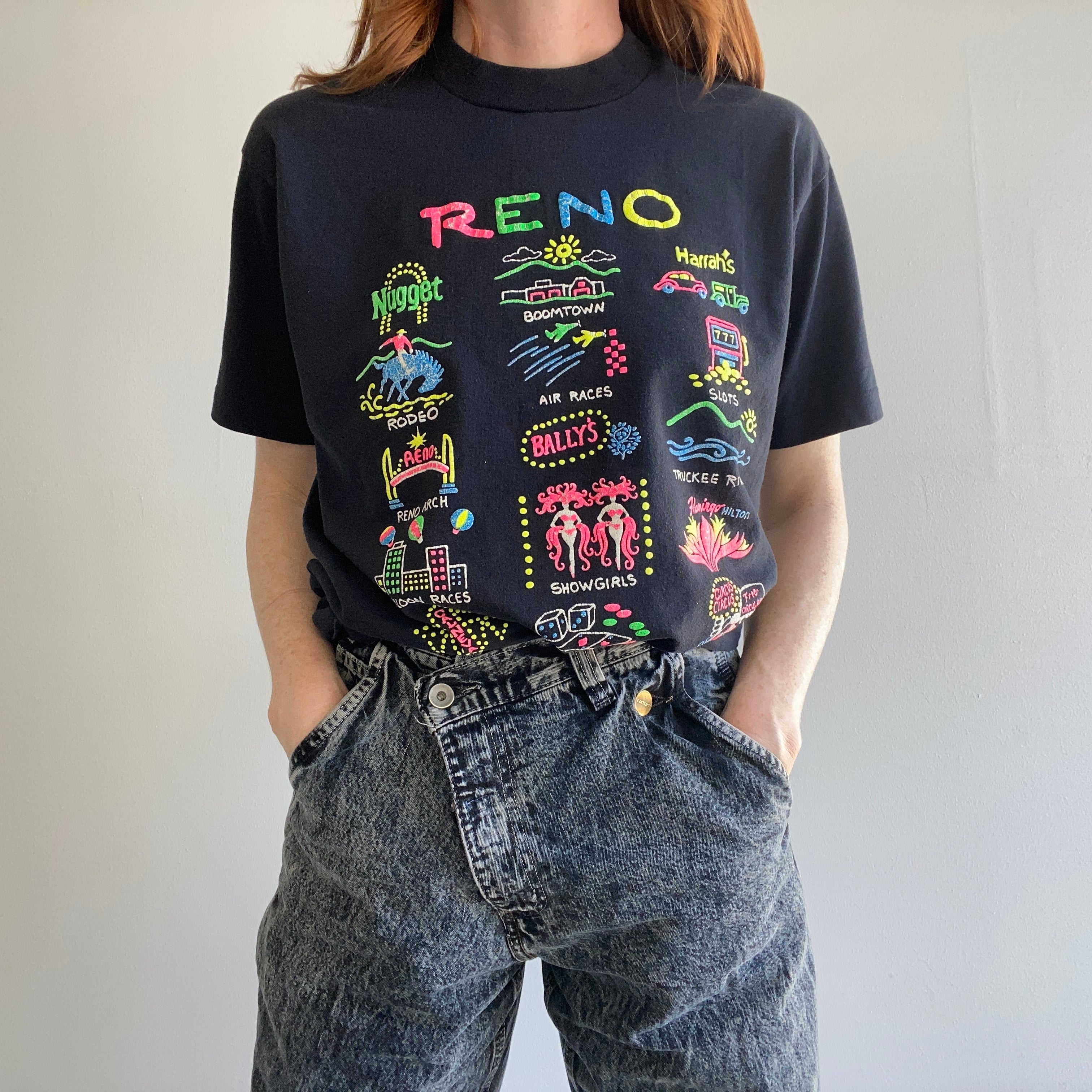 1990 Neon Reno Tourist T-Shirt by Screen Stars Best