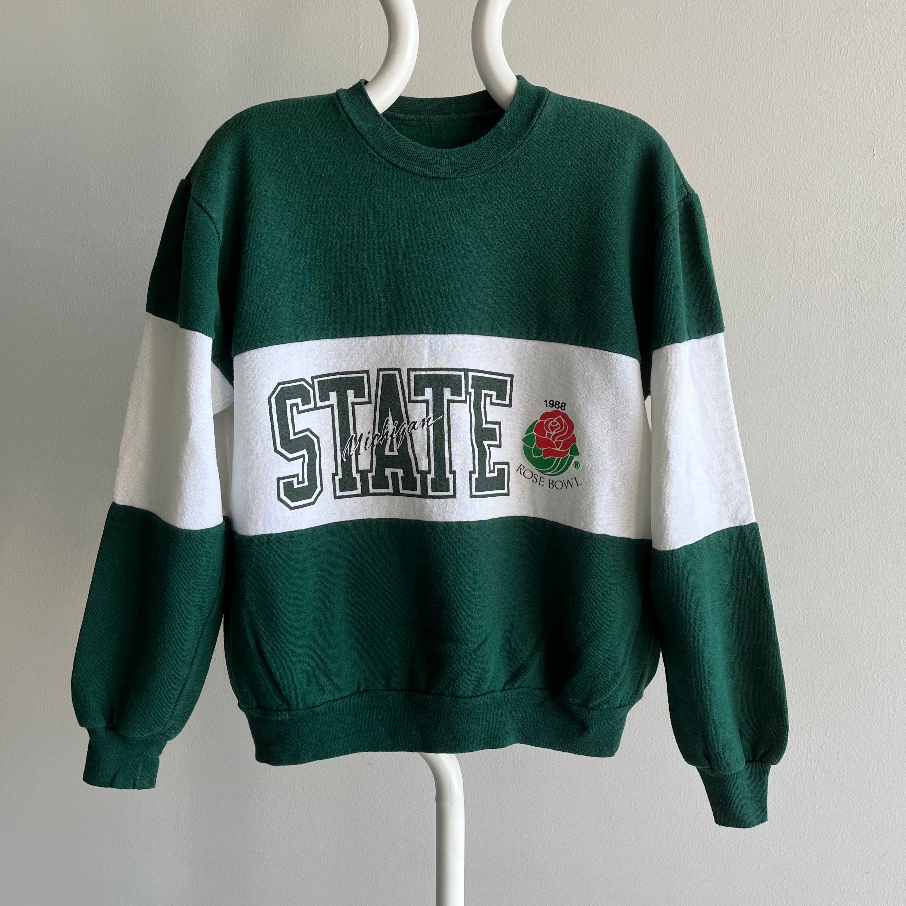1988 Michigan State Rose Bowl Color Block Sweatshirt !!!!