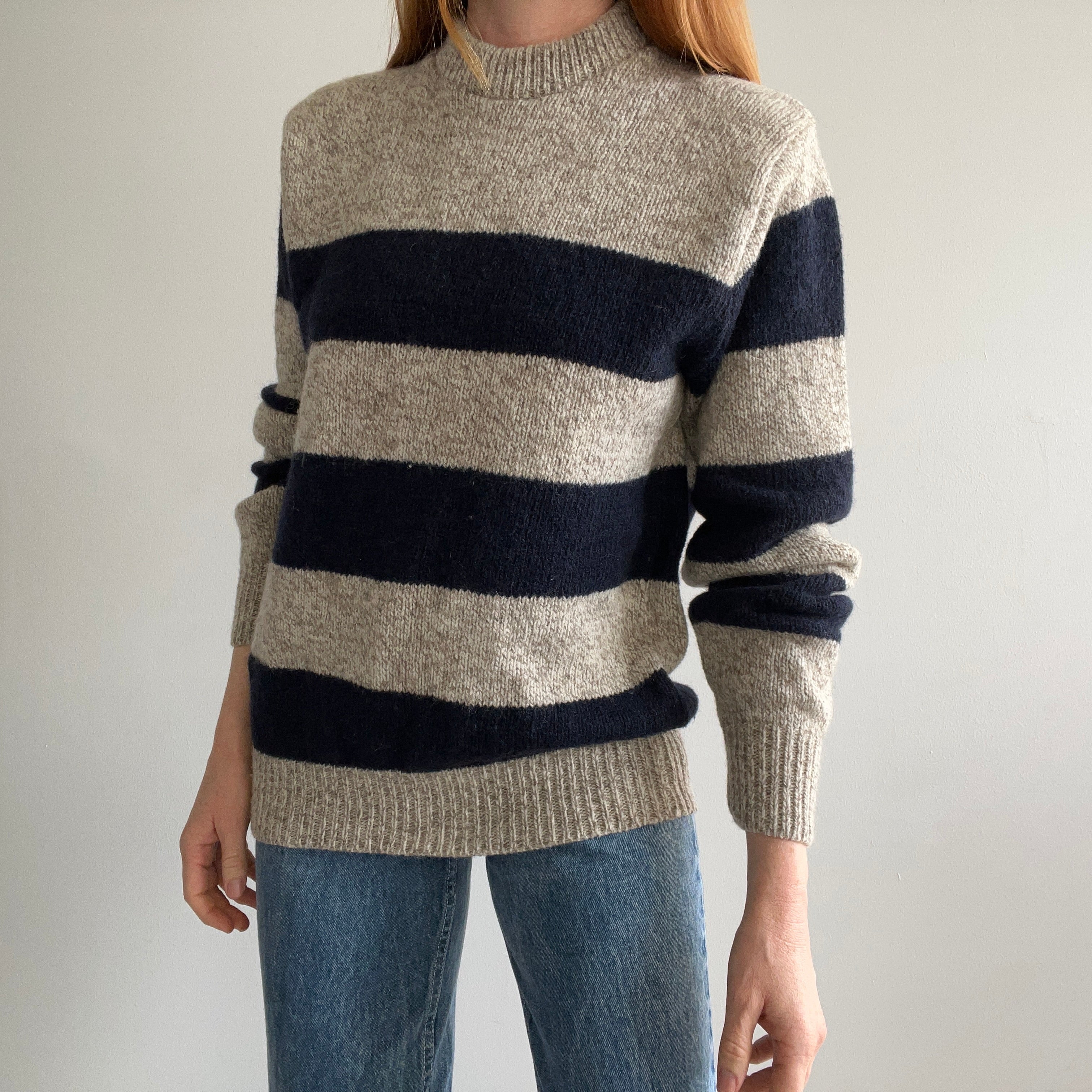 1980s L.L. Bean USA Made Wool Blend Striped Sweater