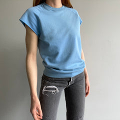 1980s Faded Sky Blue Muscle Warm Up