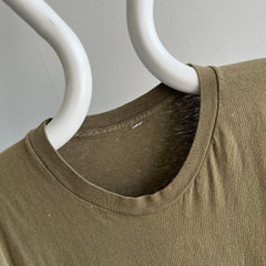 1980 Olive Green Nicely Beat Up Cotton T-Shirt