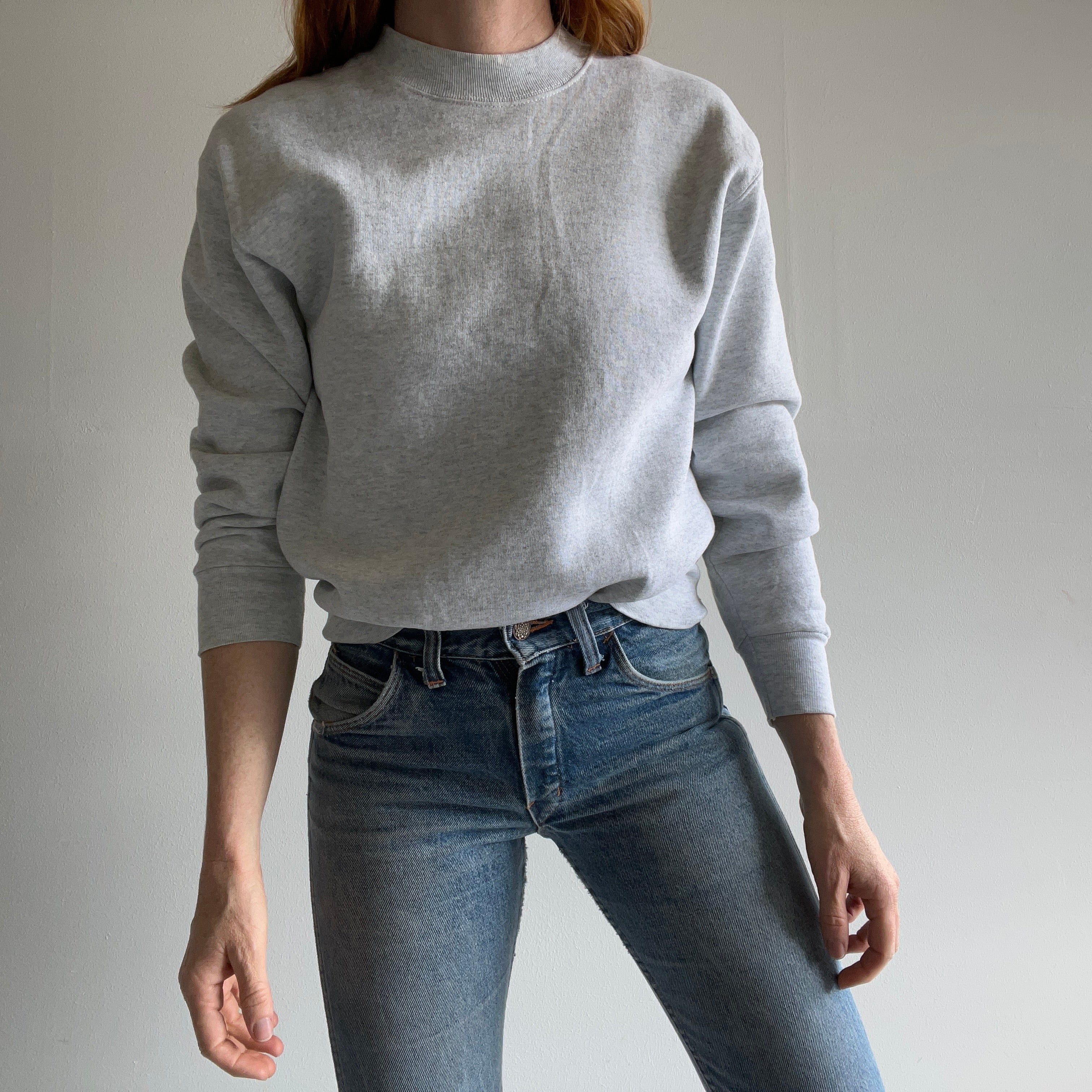 1980s Medium Weight Light Gray Crewneck Sweatshirt