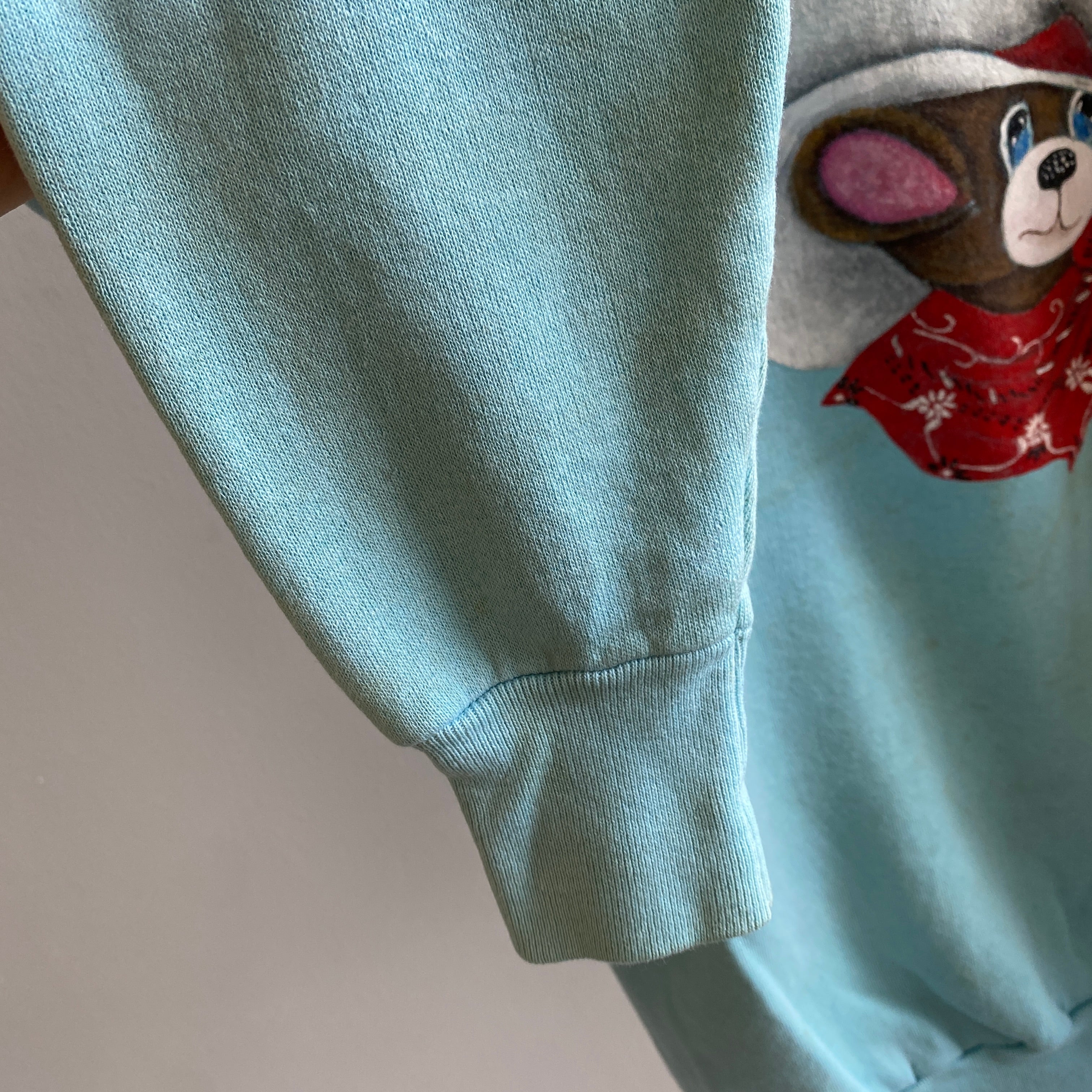 1991 Fievel Goes West Hand Painted DIY Super Stained Sweatshirt - OMG!!!