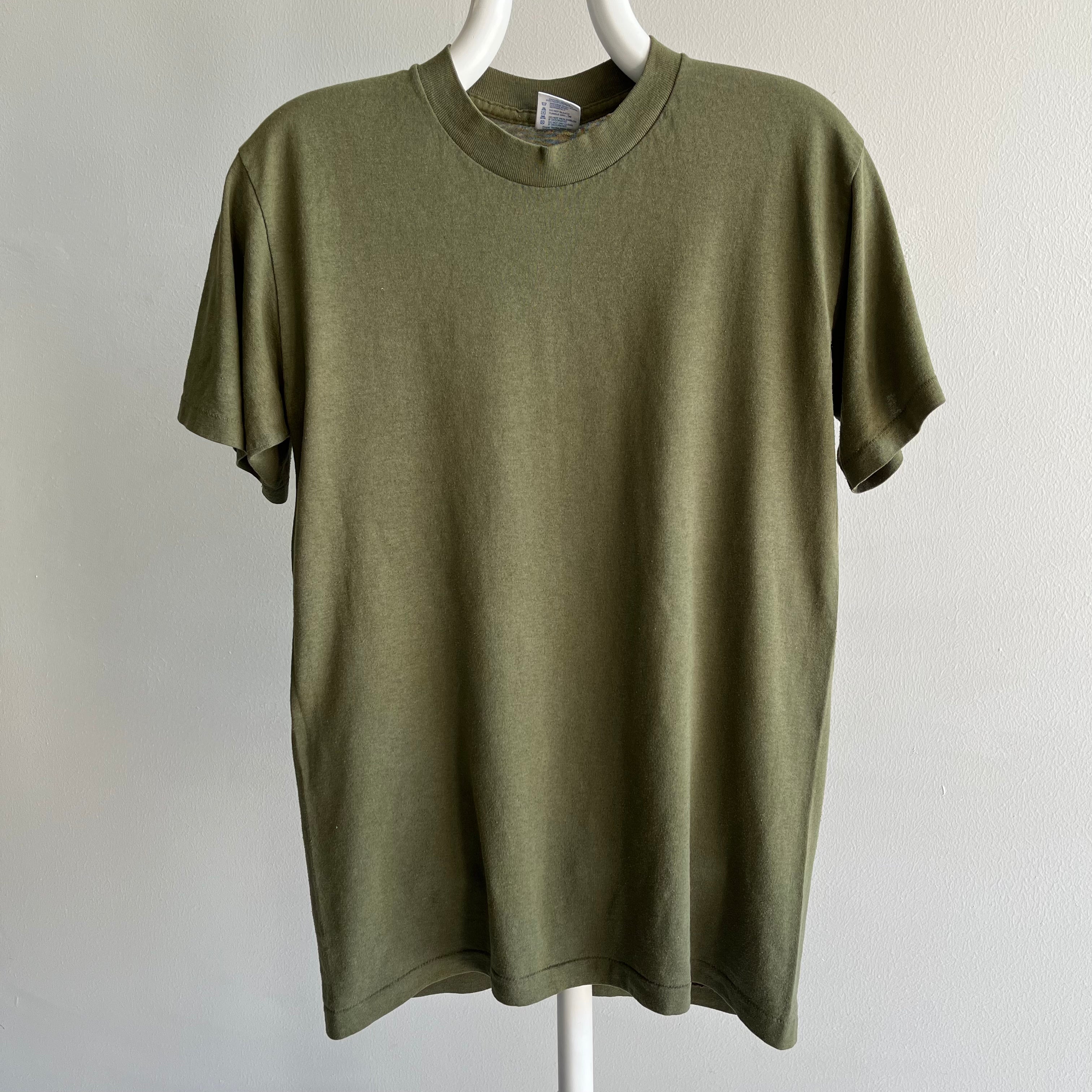1980s Blank Olive Green T-Shirt by Duke