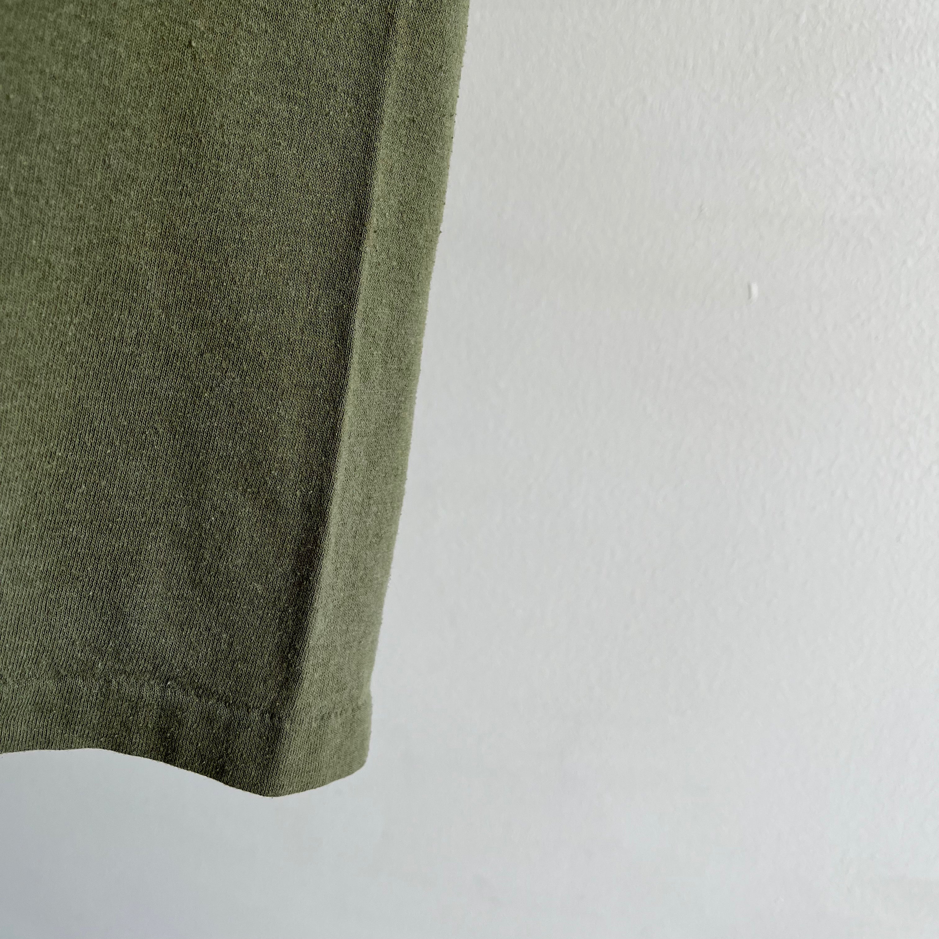 1980s Blank Olive Green T-Shirt by Duke