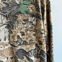 Chemise camouflage de chasse à manches longues et col montant des années 1980