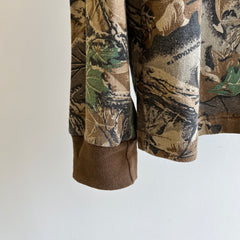 1980s Mock Neck Long Sleeve Hunting Camo Shirt