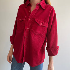 1970s Deep Red Moleskin Cotton Flannel by Frostbite - WOWOWOW