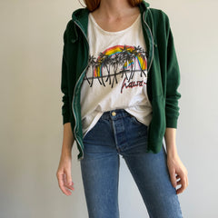 1980s Forest Green Zip Up Hoodie