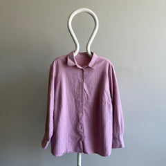 1990s Softest Ever Pink Cotton Herringbone Flannel - Missing Button