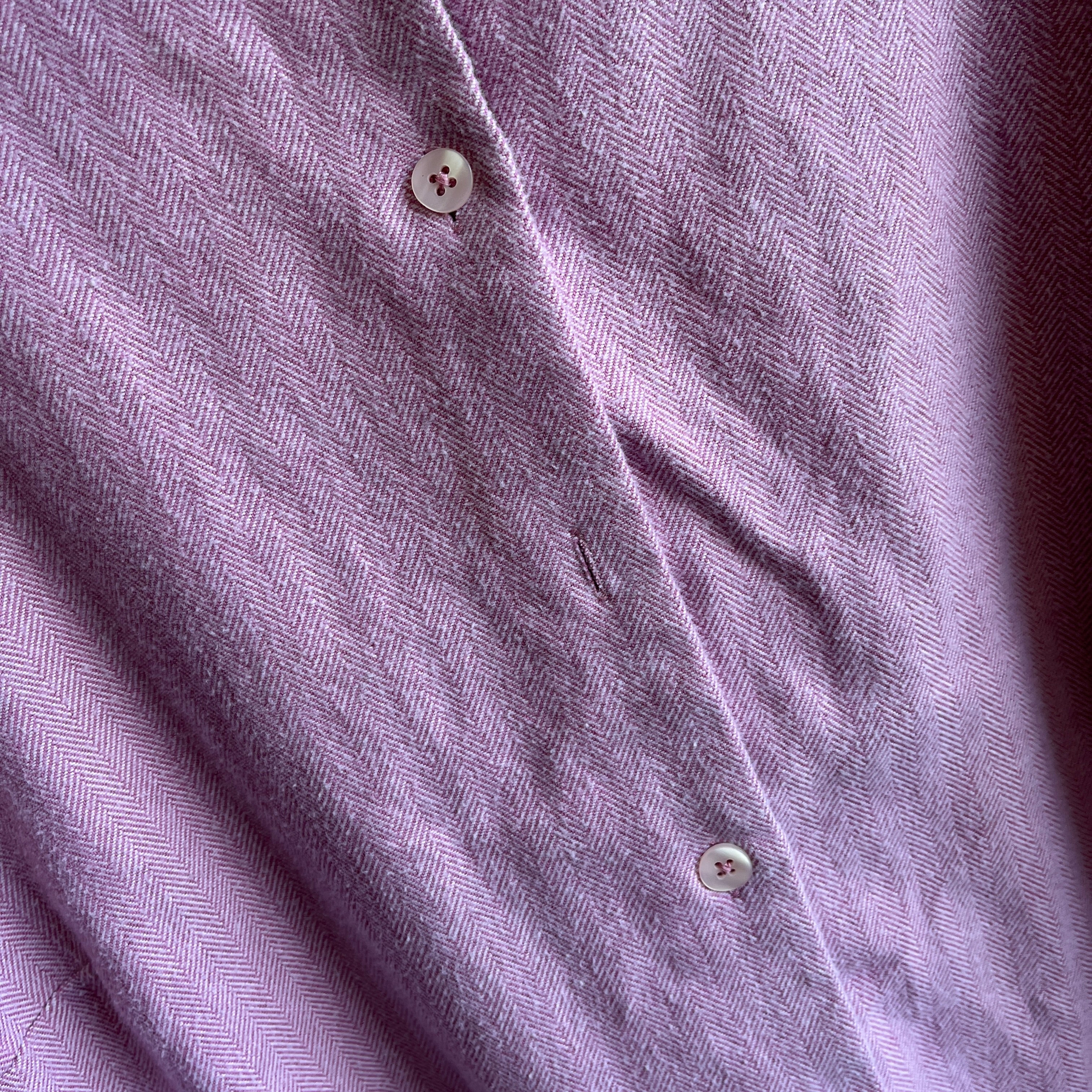 1990s Softest Ever Pink Cotton Herringbone Flannel - Missing Button