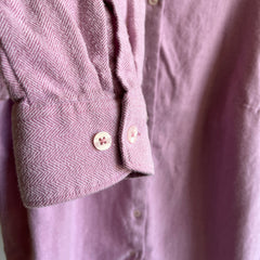 1990s Softest Ever Pink Cotton Herringbone Flannel - Missing Button