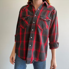 1980s Buffalo Plaid Cowboy Snap Front Flannel