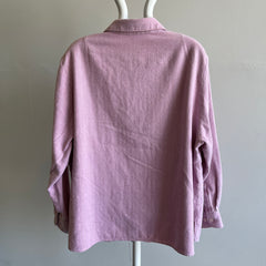 1990s Softest Ever Pink Cotton Herringbone Flannel - Missing Button