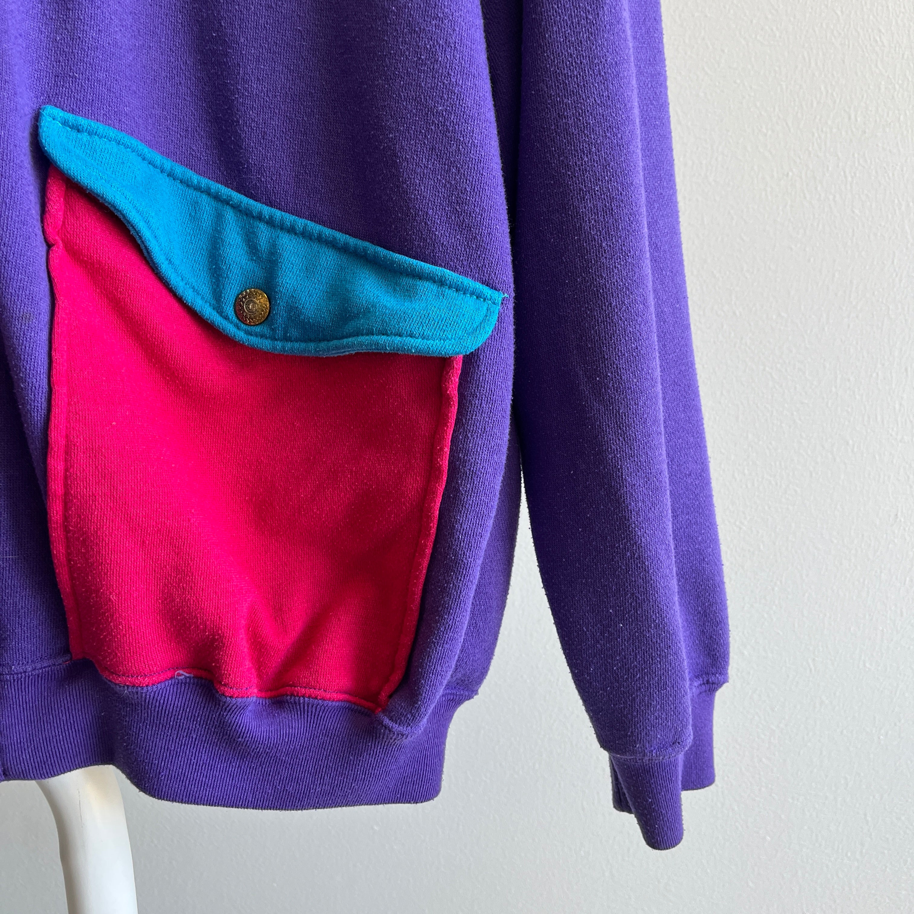 Sweat à capuche zippé avec bloc de couleurs ravissant des années 1980 - RAD !