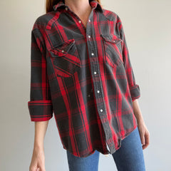 1980s Buffalo Plaid Cowboy Snap Front Flannel