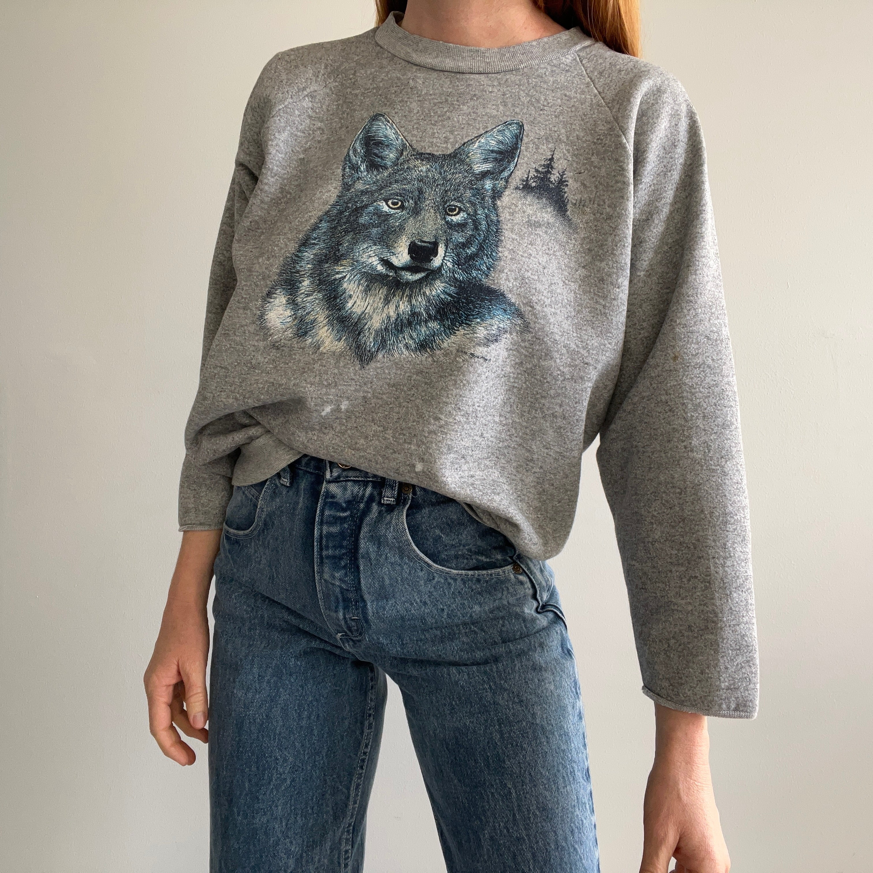 1989 Wolf Sweatshirt with Cut Cuffs