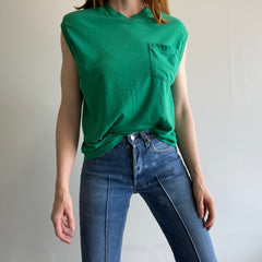 1980s Kelly Green Selvedge Pocket Muscle Tank