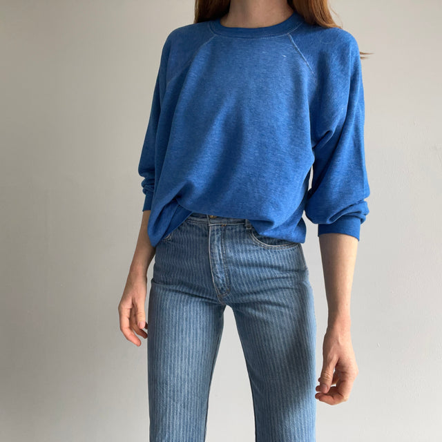 1970s Slouchy Thin Oversized Sweatshirt with Contrast White Stitching - THIS