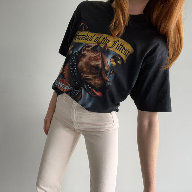 1991 Emblème 3D Survival of the Fittest - T-shirt Harley - À collectionner!