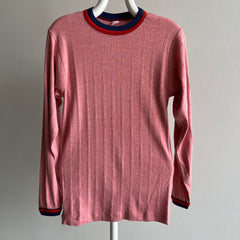 1960/70s Ribbed Long Sleeve Red, White and Blue Ring T-Shirt