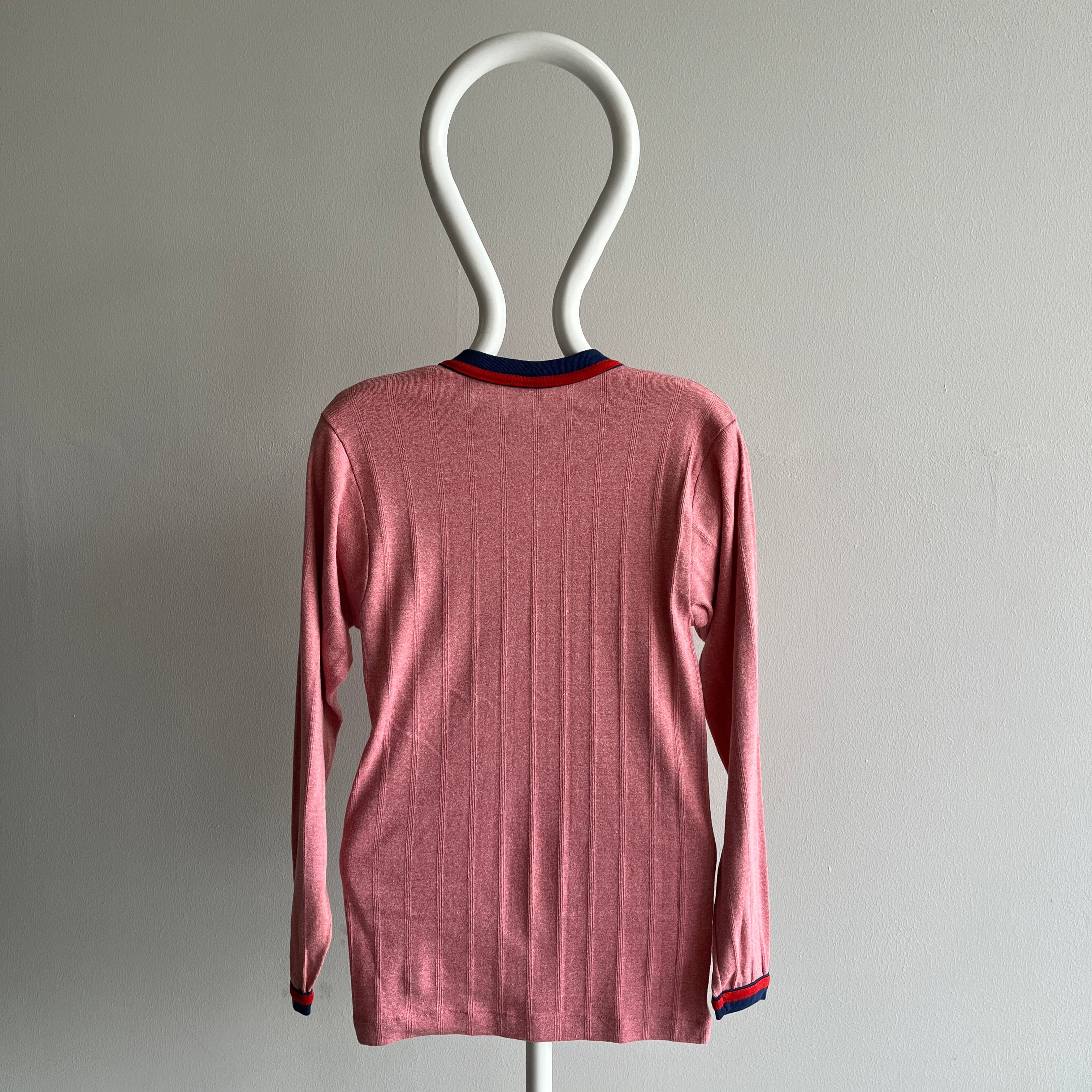 1960/70s Ribbed Long Sleeve Red, White and Blue Ring T-Shirt