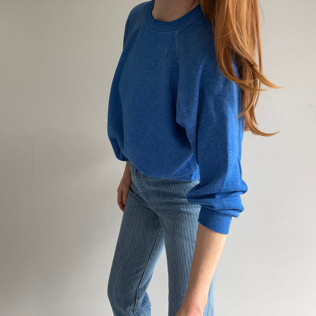 1970s Slouchy Thin Oversized Sweatshirt with Contrast White Stitching - THIS