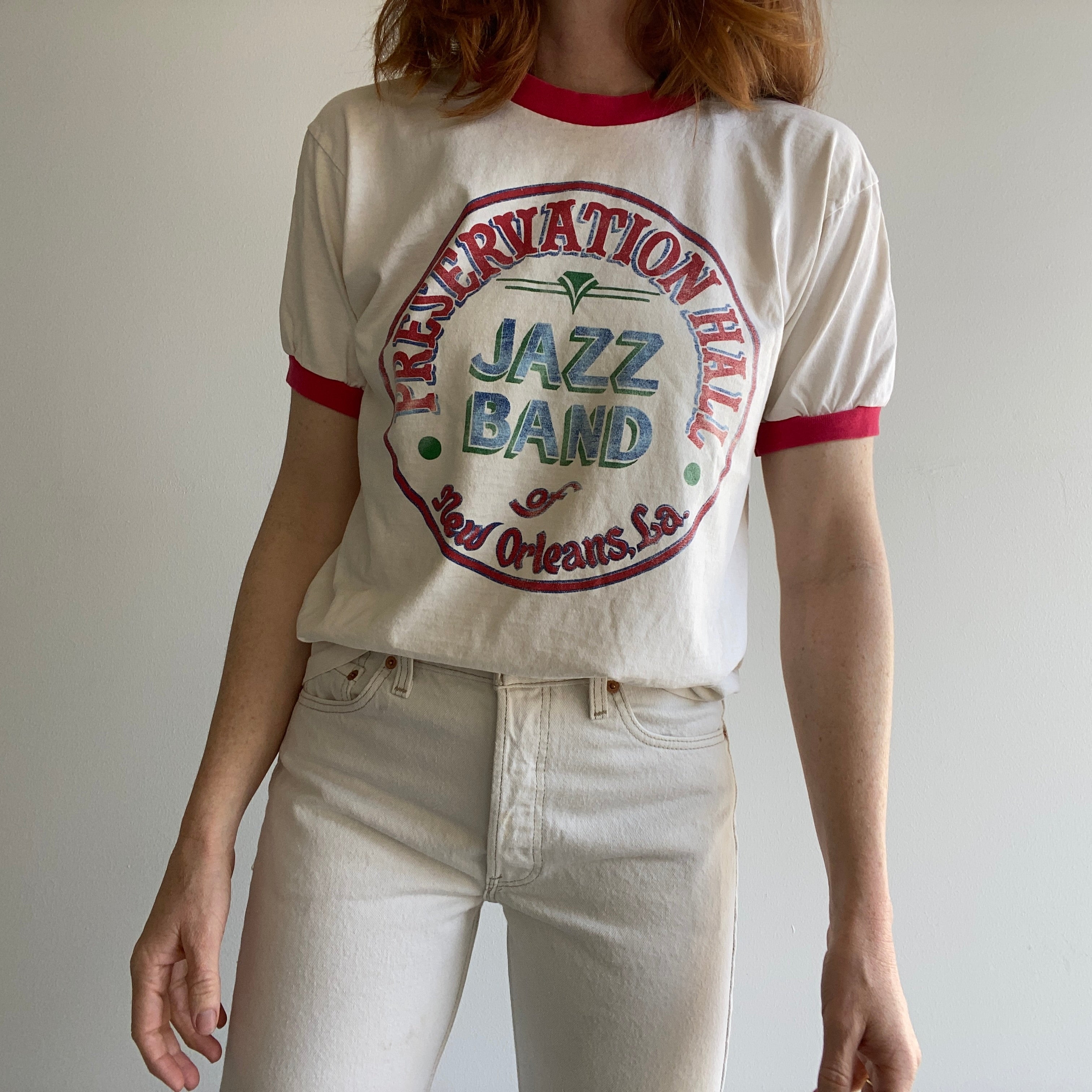 1980s SUPER RAD Preservation Hall Jazz Band New Orleans, La Graphic Ring Tee by Anvil