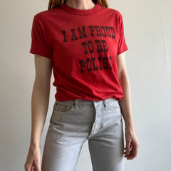 1970/80s I AM PROUD TO BE POLISH Rolled Neck T-Shirt - With Stains