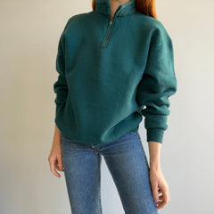 1980s Dark Blue Green 1/4 Zip Super Sweats by Jerzees Sweatshirt