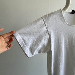 1980s Screen Stars Blank White 50/50 T-Shirt with a Cut Neck