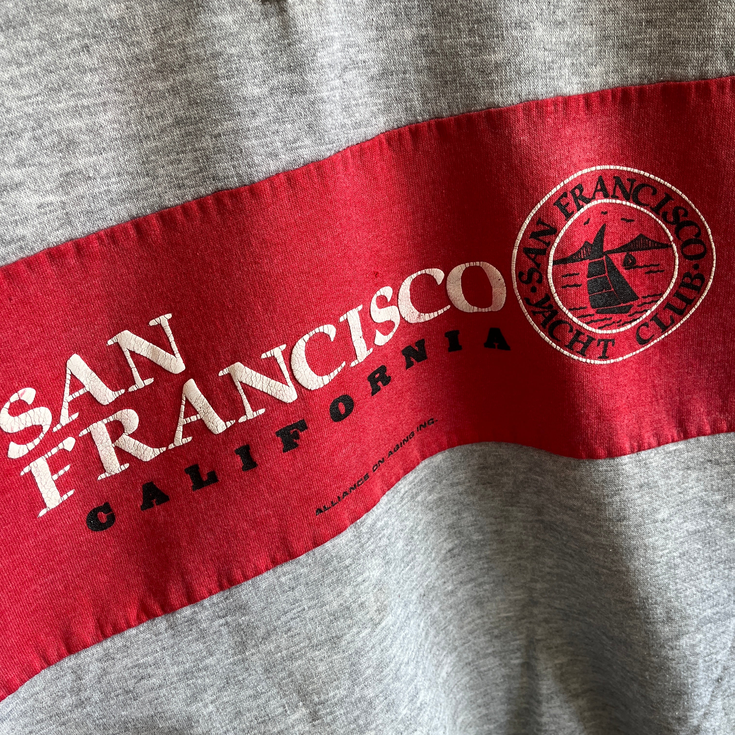 1980s BEAT. UP San Francisco 1/4 Zip Color Block Sweatshirt
