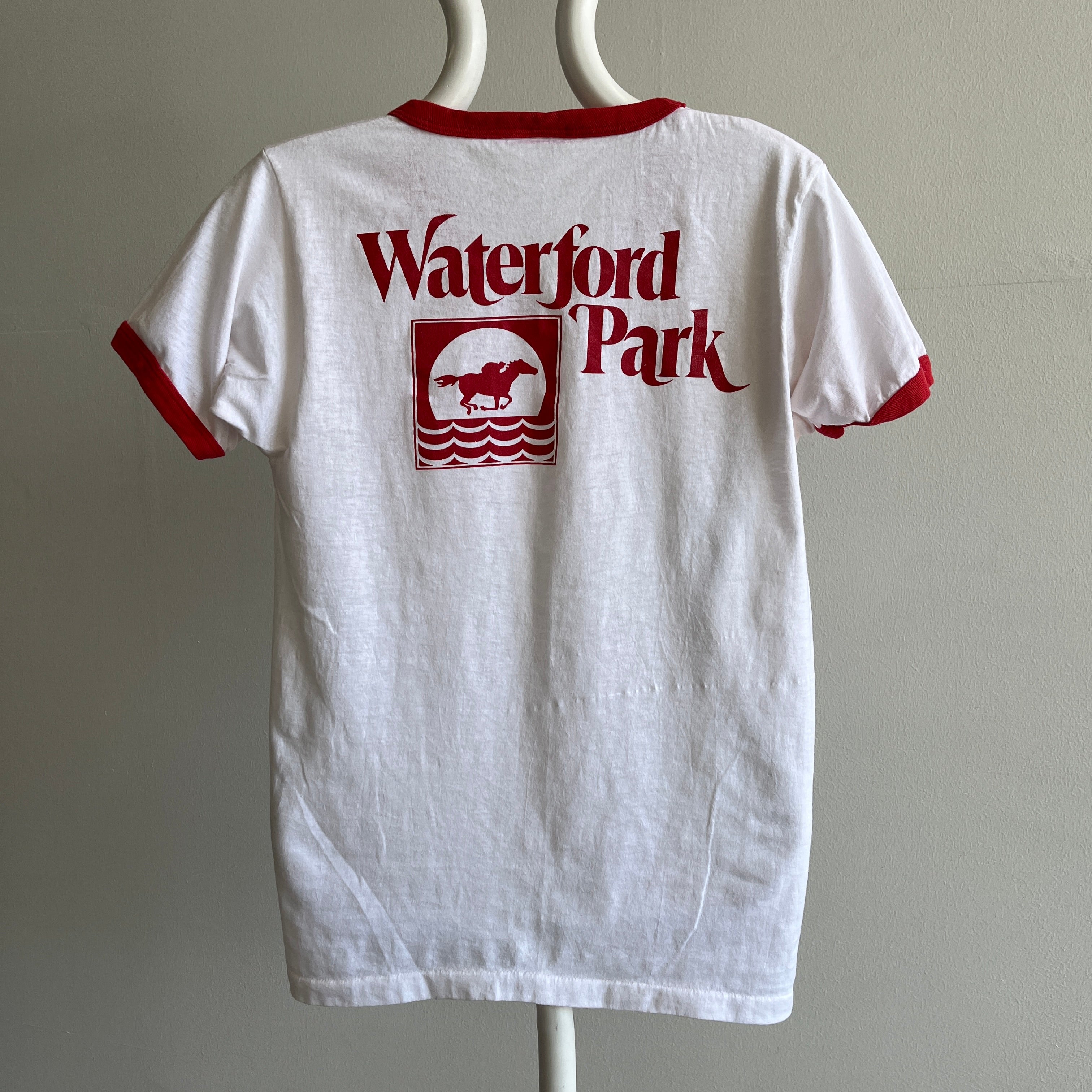 1970s Waterford Park Racetrack V-Neck Ring T-Shirt