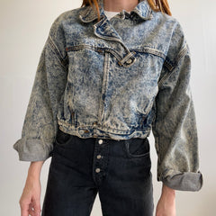 Vintage 90s Jordache Acid Wash Denim Coat / Denim Jacket / 