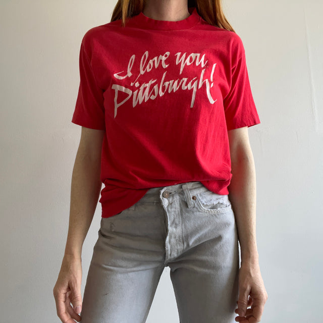 T-shirt en coton I Love Pittsburg des années 1970 par Benton