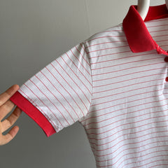1980s Red and White Striped Polo T-Shirt