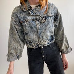 1980s Jordache Cropped Acid Wash EPIC Blousy Sleeved Denim Jacket - OMG!