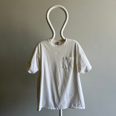 1980s Blank White-ish Pocket T-Shirt by Jerzees