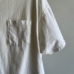 T-shirt de poche blanc des années 1980 par Jerzees