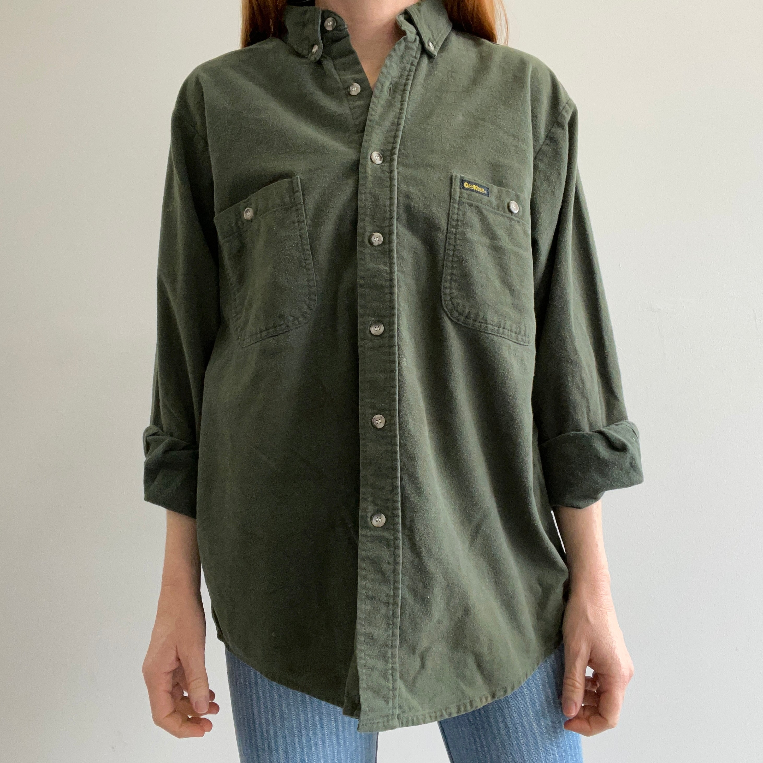 1980/90s USA Made Osh Kosh Flanelle Vert Foncé