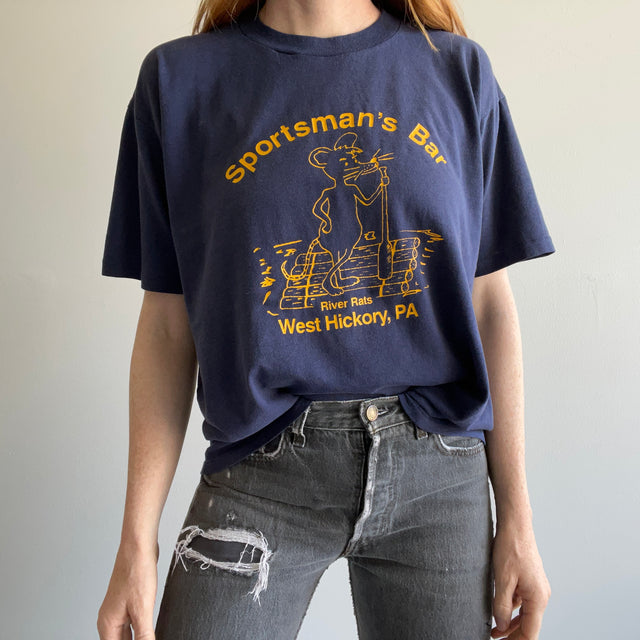 1980s Sportsman's Bar River Rats "Who Gives A Rats Ass" Backside T-Shirt