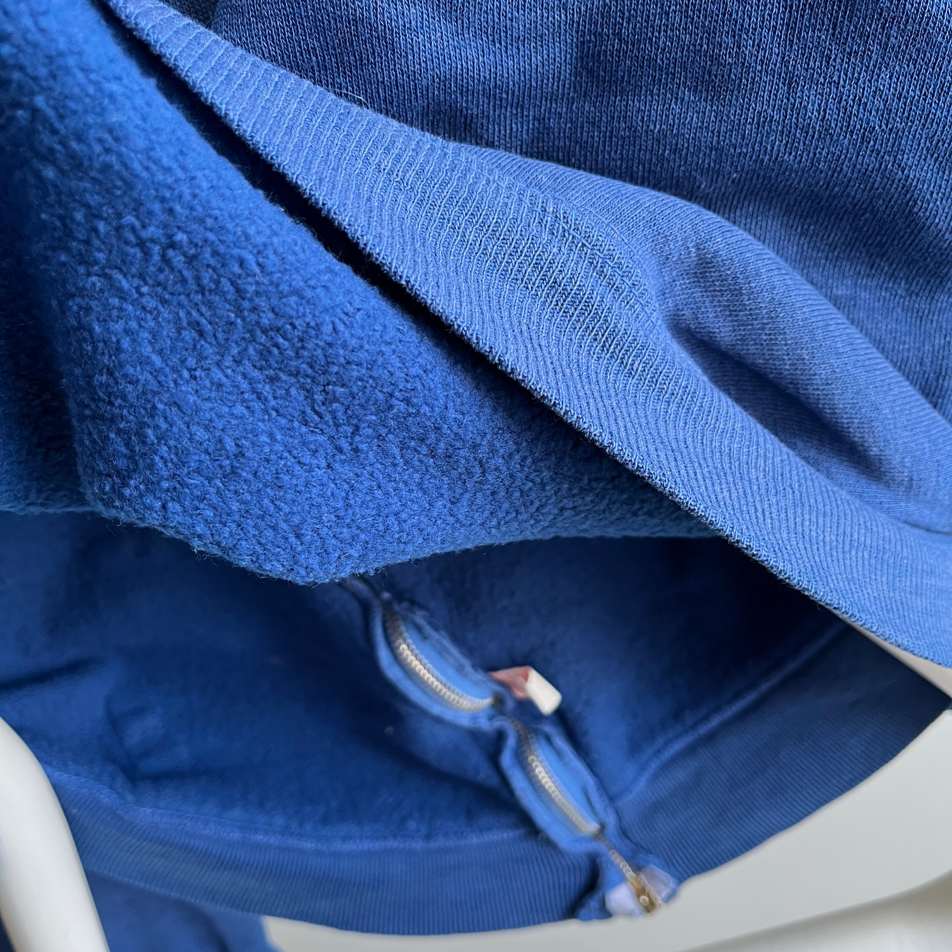 Sweat à capuche zippé bleu délavé 1980s RAD Slouchy