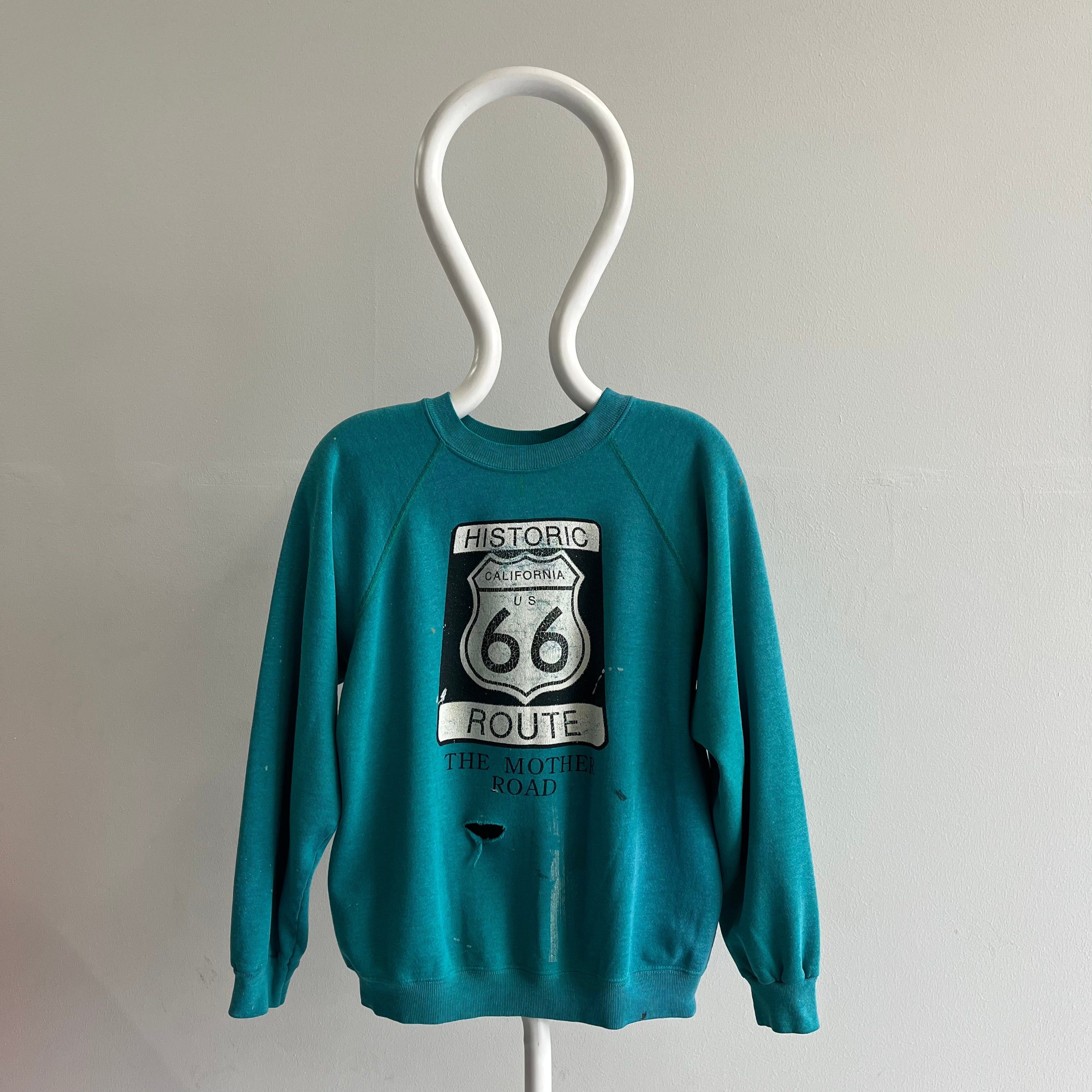 1980s Route 66 - The Mother Road - Totally Beat Up Front and Back Sweatshirt